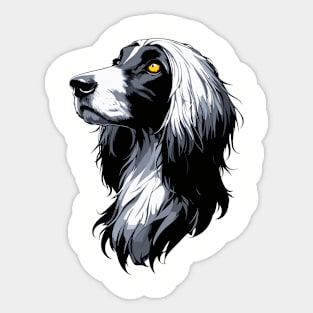 Stunning and Cool Afghan Hound Monochrome and Gold Portrait for Father's Day Sticker